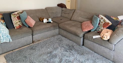 Gray Fabric Sectional Sofa