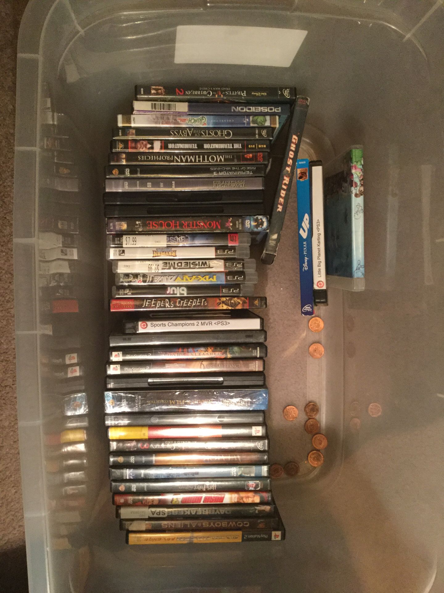 DVD movies and a couple games. All in good condition.