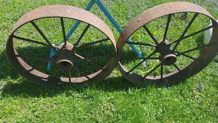 Large metal wheels