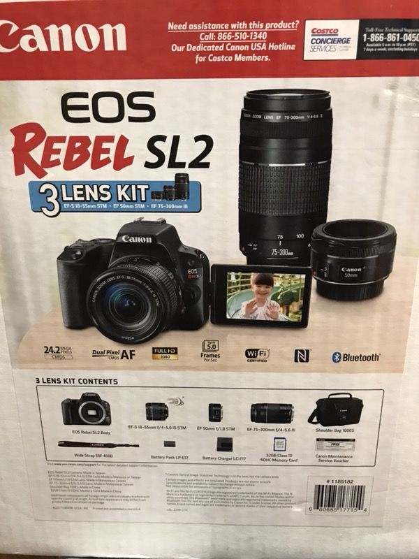 Canon EOS Rebel SL2 Camera Combo Pack with 3 Lenses and lots of extras New New New