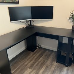 Black Corner L-Shaped Desk
