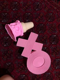 Pink Ice Cream Cone Figurine and Venus Symbol Decor