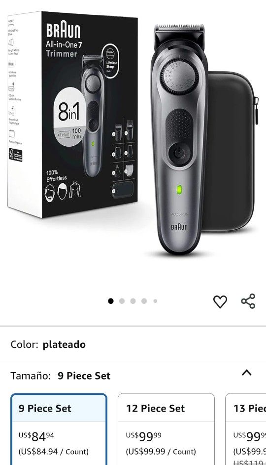 Kit de estilo todo en uno Serie 7 7410, recortadora 8 en 1 para hombres con recortador de barba, recortadora de cuerpo para paisajismo, cortadora de p