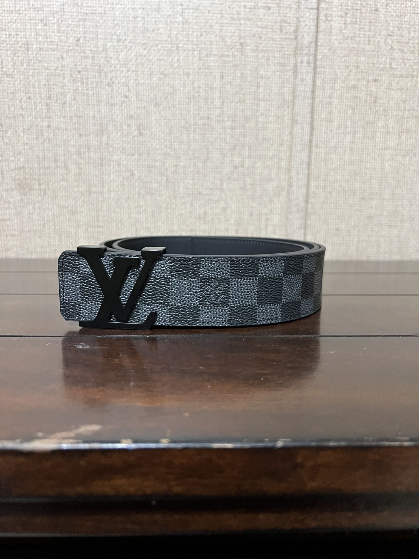 Lv Black Checker Bored Belt