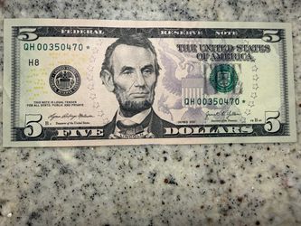 Rare US $5 Low Serial Number, Star Note Series 2021