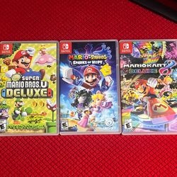 Nintendo Switch Games. Super Mario Bros U, Sparks Of Hope, Mario Kart 8 Deluxe 