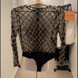 Brand New Spike Leeya Bodysuit & Rose Gold Heels