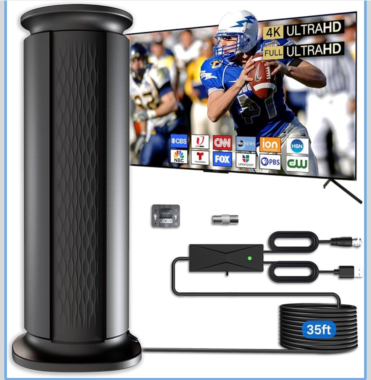 2025 Upgraded TV Antenna Up 2800+ Miles Range, Digital Best Antenna for Smart Tv Indoor/Outdoor 4k Local Channels, Amplified HDTV Antenna Long Range w