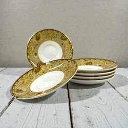 Wedgwood Persia (1997) Saucers Set of 6 Bone China Gold Gilt England - Vintage