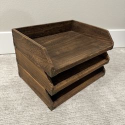 Set of 3 Wood Letter Organizer Trays
