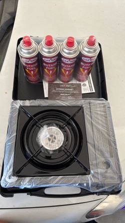 Portable gas stove with 4pk butane estufa portatil