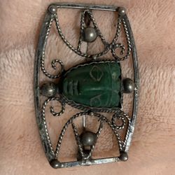 Vintage Silver Brooch With Face