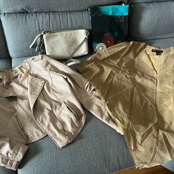 Suede Poncho, Leather Jacket And Bags Very Pretty 