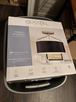 Quiozel Covington 2 light semi flush mount gold and black
