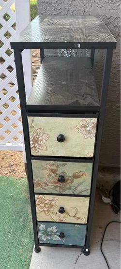 Narrow Storage Tower with 4 Fabric Drawers