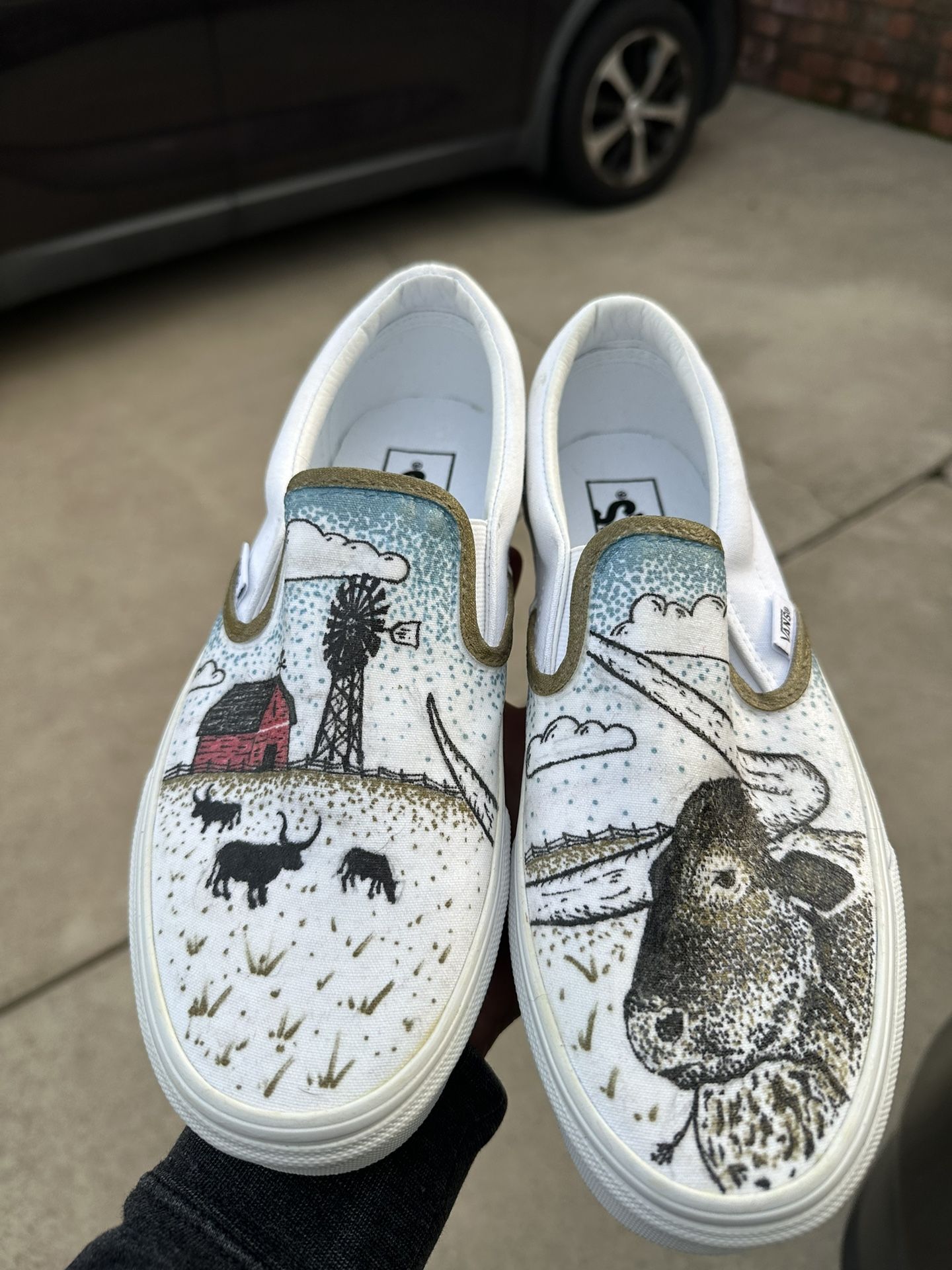 Custom Hand Drawn Vans Size 8