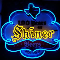 Shiner bock cotton ball 100 years of shiner 1(contact info removed) neon sign