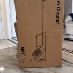 “Brand New MXY SV11 Corded Stick Vacuum – White”  Description: 	•	Brand new, never used 	•	Lightweight & easy to use 	•	Perfect for floors & carpets 	