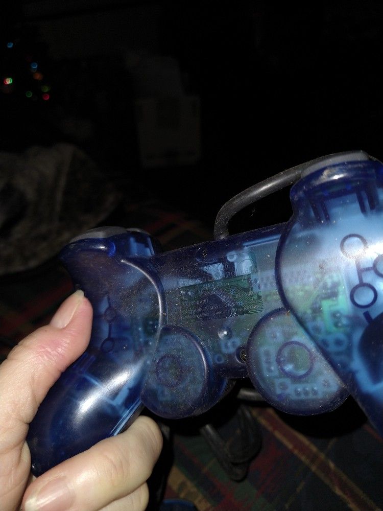 EXC OEM Sony PS1 PS2 Clear Blue DualShock Analog Controller scph-10010