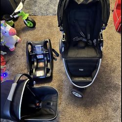 stroller and baby carrier