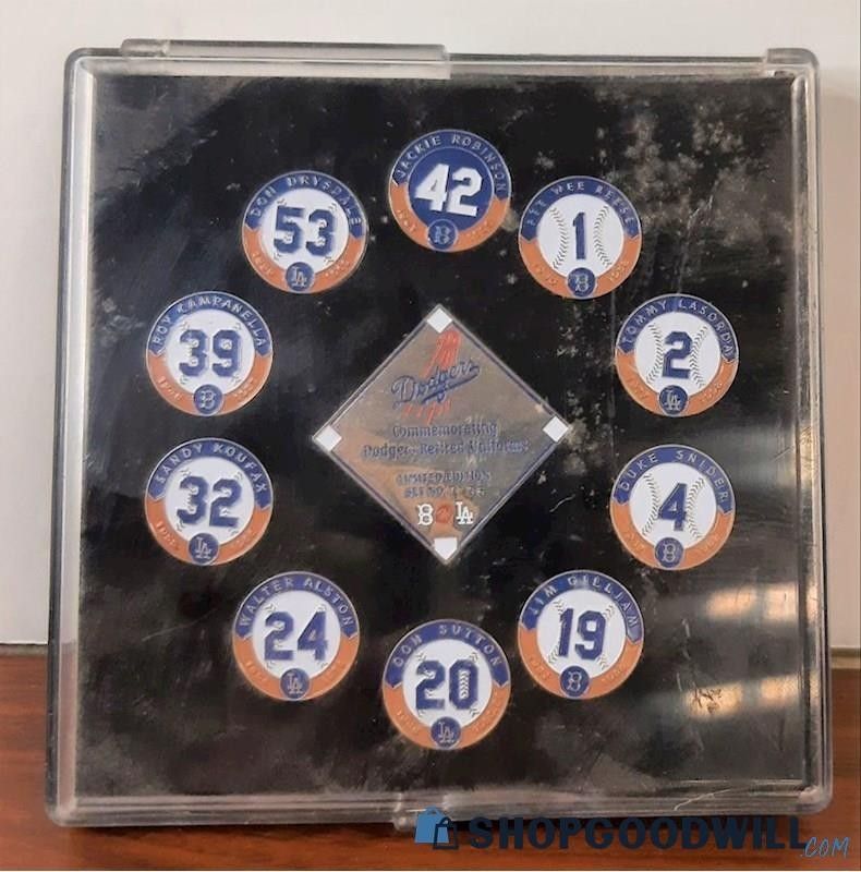 Dodgers Retired Jerseys Medallios In Its Original Case Display