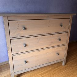 Ikea Light/Brown Stained 3-Drawers Dresser.