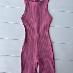 Bubble Gum Hot Pink One Piece Jumpsuit / Unitard / Romper In Size Small Medium And Large