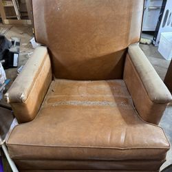 Leather Arm Chair Couch Recliner & Ottoman