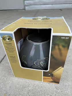 Hampton Bay 9 in. Ceramic Table Top Torch with Blue Glaze