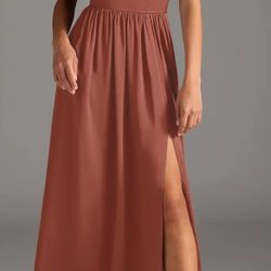 Azazie Zeya Satin Long Dress 