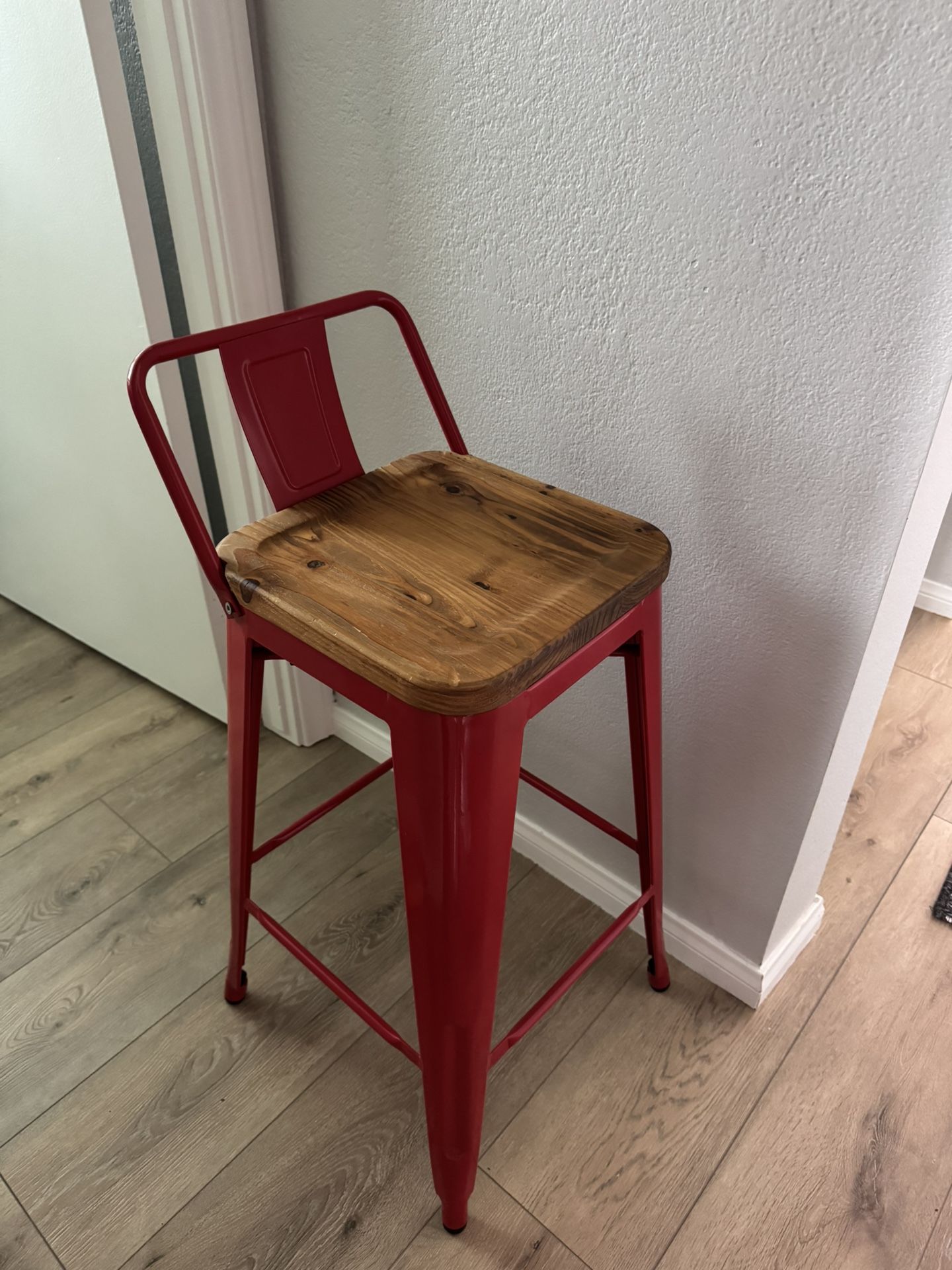 Red and Wood Barstools