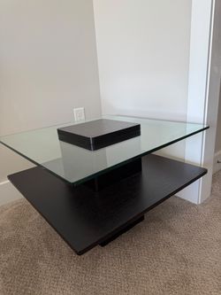 Modern square wood and glass coffee table