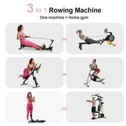 2-in-1 Ab & Rowing Machine – Adjustable, Foldable, Like New!