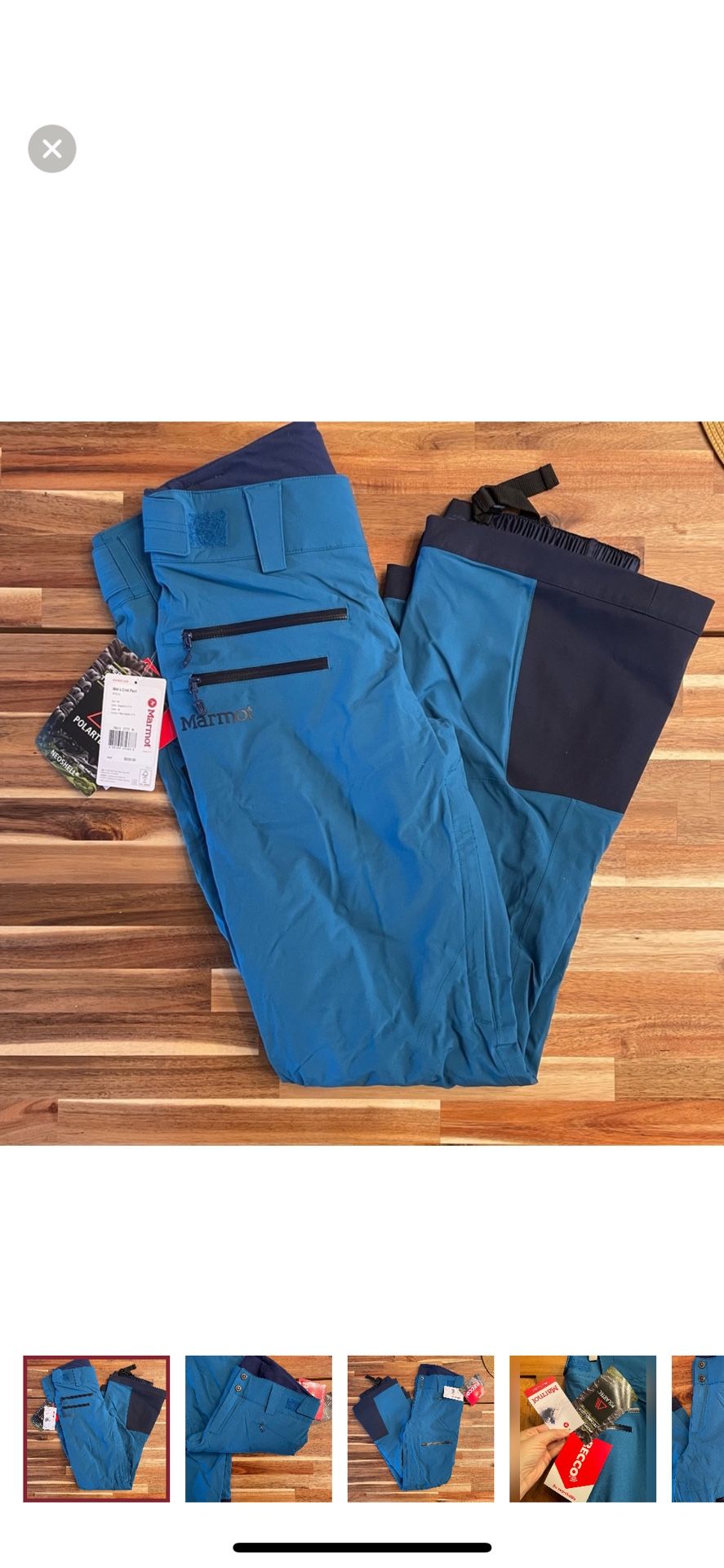 New Marmot Waterproof Fleece Lined Vented Pant