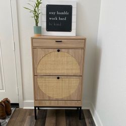 Rattan Shoe Cabinet with Drawer