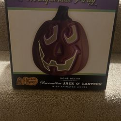 CRACKER BARREL Masquerade Party Light Up Halloween PUMPKIN HEAD 9.5" Works