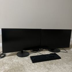 Dual 27inch Monitors and Mechanical Keyboard