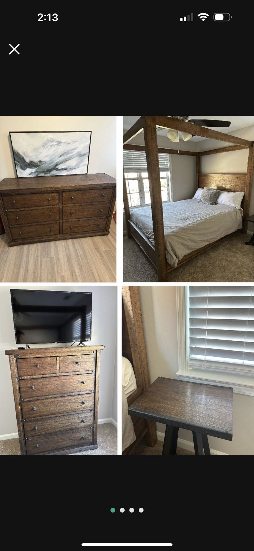 Real Wooden Canopy Bed QUEEN