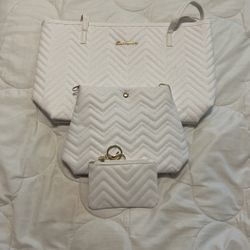 Tote hand bag (white) 3 Piece Set