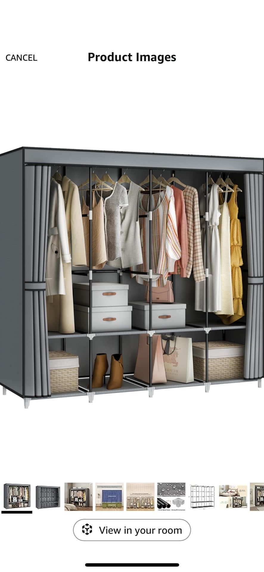 Portable Closet Wardrobe, 67-Inch Clothes Organizer with 4 Hanging Rods and 8 Shelves, Non-Woven Fabric Cover, Large Capacity Storage for Bedroom and 