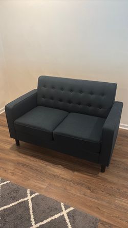 Dark Blue Tufted Loveseat Sofas
