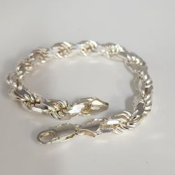Thick 925 sterling silver Rope Chain bracelet 8"