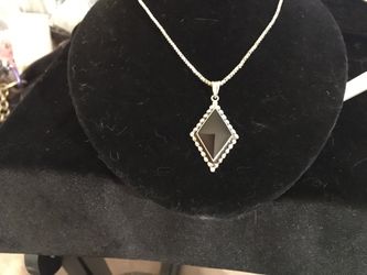 925 diamond shaped onyx necklace