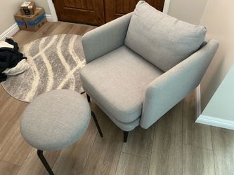 Gray Chair with Ottoman
