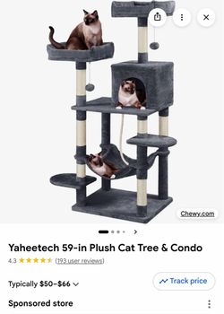 Yaheetech 59-in Plush Cat Tree & Condo