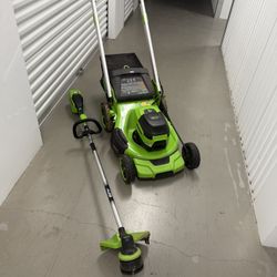 Greenworks Self Propelling Lawnmower And Weed eater 