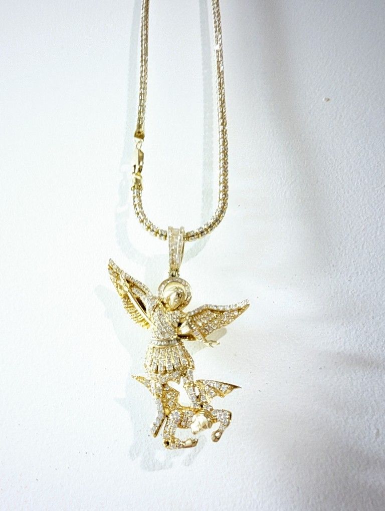 14K Solid Gold Chain And Pendant