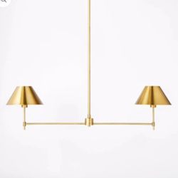 Brand New Metal Two Arm Shaded Chandelier Ceiling Light Brass