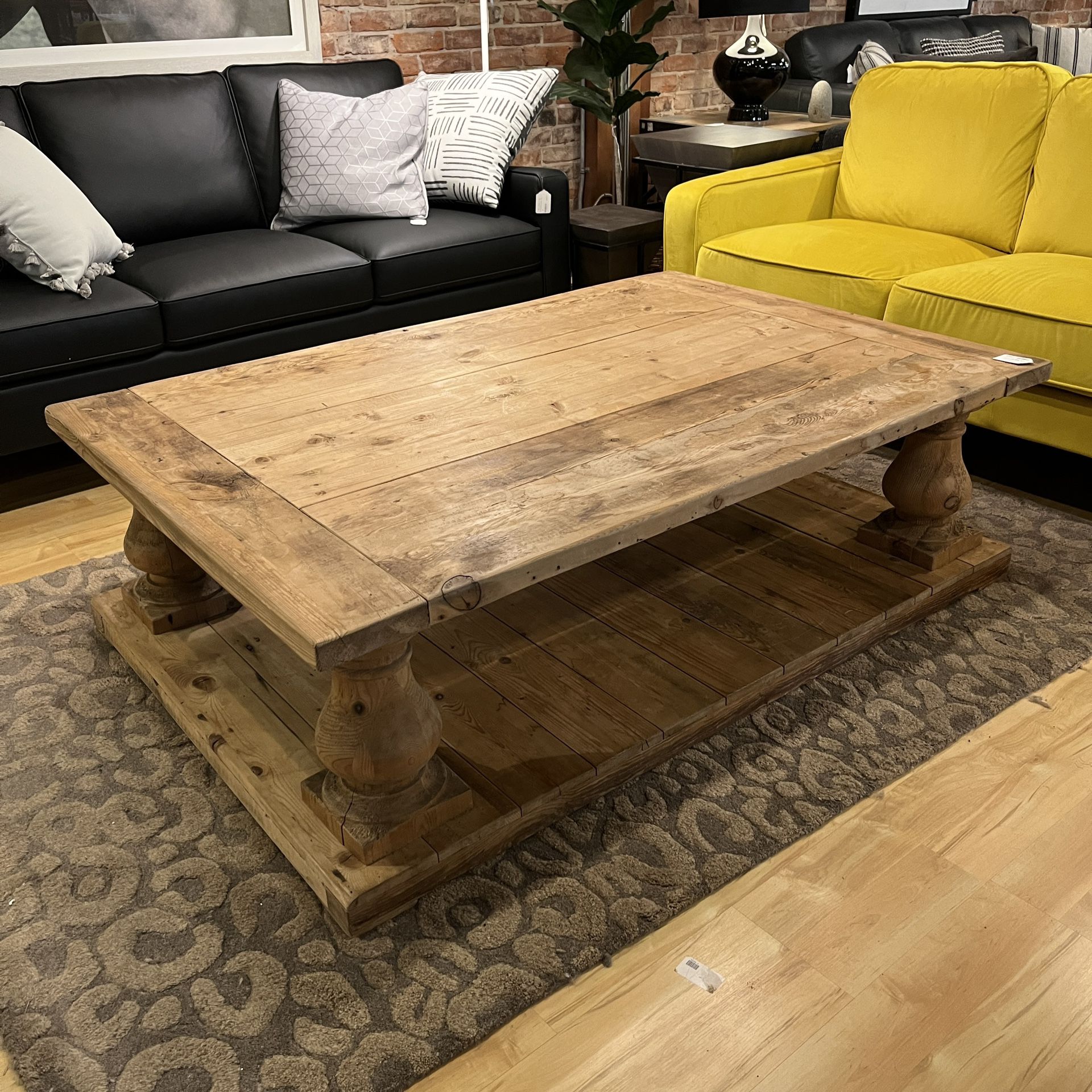 Large Rustic Two-Tiered Coffee Table