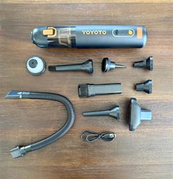 YOYOTO 4-in-1 Cordless Rechargeable Handheld Vacuum Cleaner (Black) w/ attachments and charging cable